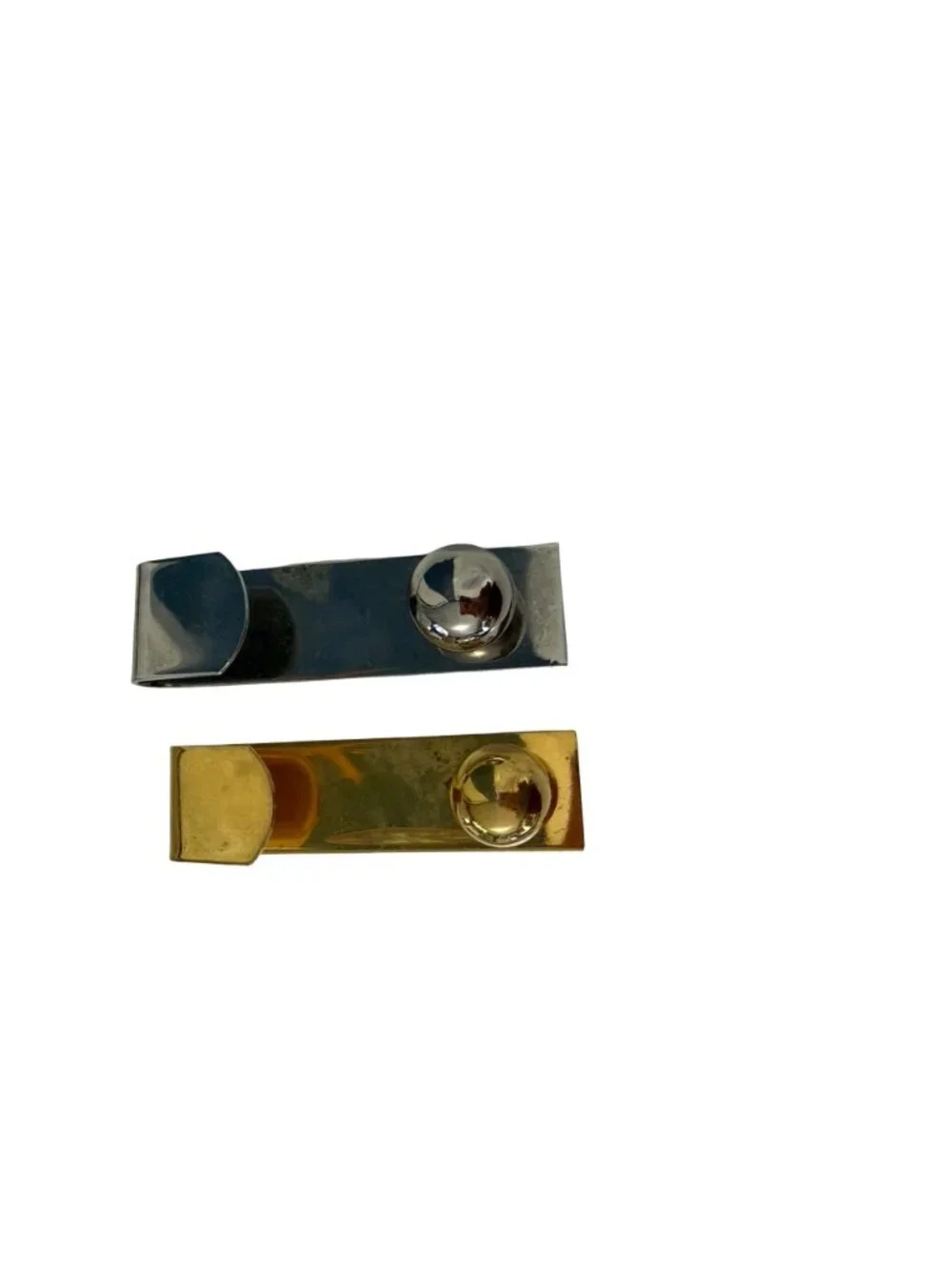Vintage Gold Tone & Silver Tone Sweater Guard Collar Clips Set of 2 Geometric Ba